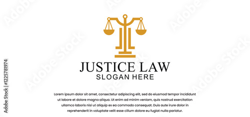 legal logo with the concept of the symbol of the pillar of justice, creative premium for lawyers and law firms