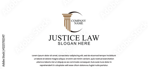 legal logo with the concept of the symbol of the pillar of justice, creative premium for lawyers and law firms