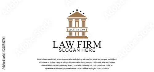 legal logo with the concept of the symbol of the pillar of justice, creative premium for lawyers and law firms