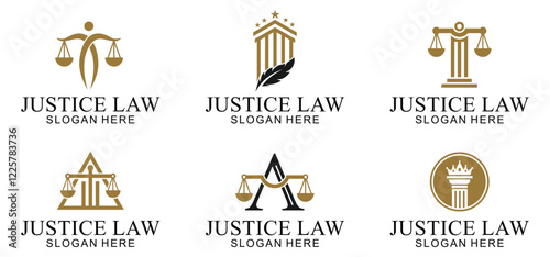 set of legal logo with the concept of the symbol of the pillar of justice, creative premium for lawyers and law firms