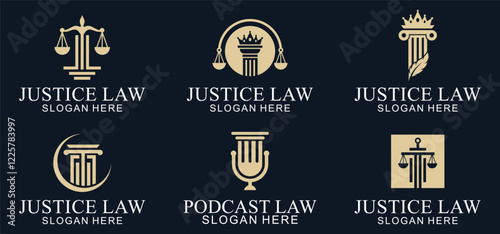 set of legal logo with the concept of the symbol of the pillar of justice, creative premium for lawyers and law firms