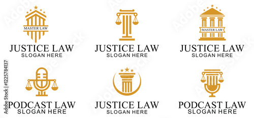 set of legal logo with the concept of the symbol of the pillar of justice, creative premium for lawyers and law firms