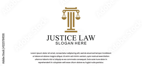 legal logo with the concept of the symbol of the pillar of justice, creative premium for lawyers and law firms