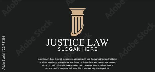 legal logo with the concept of the symbol of the pillar of justice, creative premium for lawyers and law firms