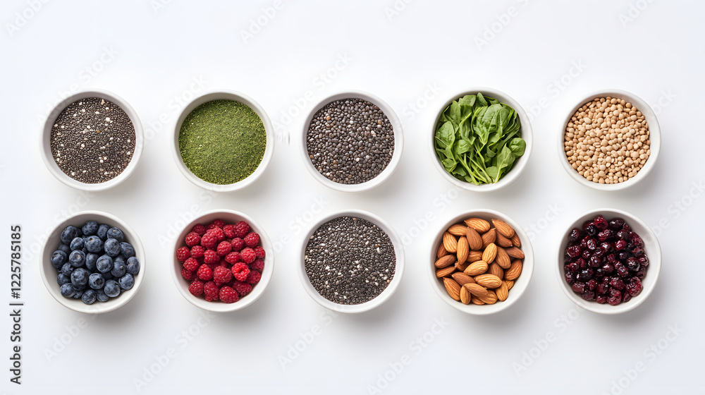 Overhead view of a colorful spread of healthy foods arranged neatly on a table, showcasing a variety of nutritious ingredients, fruits, vegetables, and grains, emphasizing health and wellness.
Overhead view of a colorful spread of healthy foods arranged neatly on a table, showcasing a variety of nutritious ingredients, fruits, vegetables, and grains, emphasizing health and wellness.