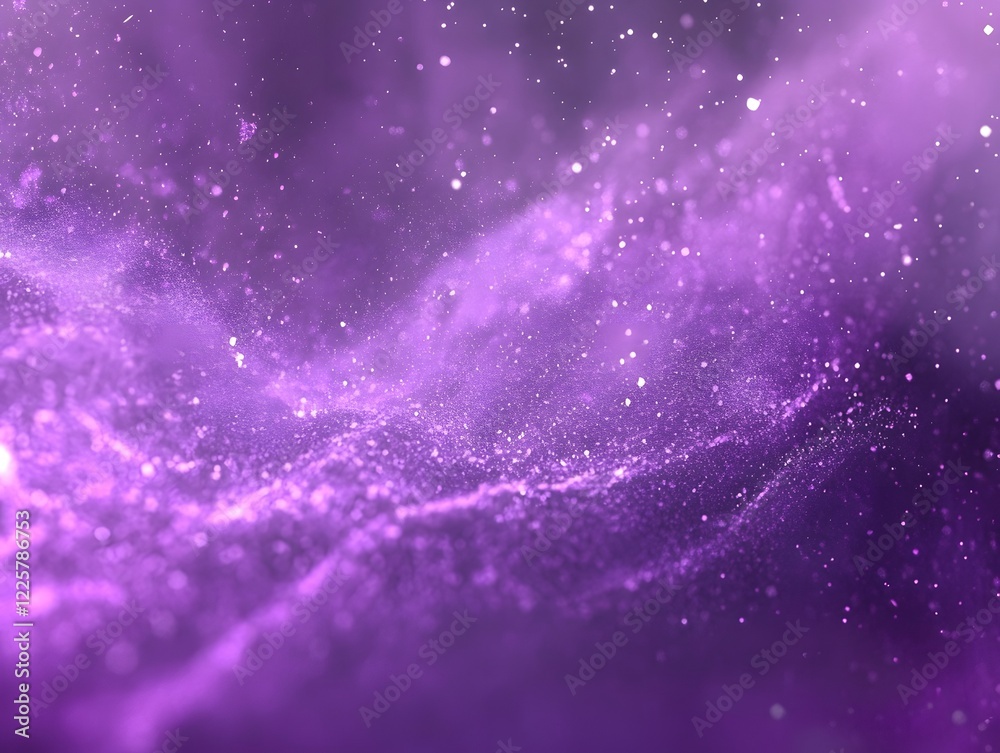 Fototapeta premium Abstract Purple Particle Wave Background, Glittering Dust Texture, Digital Art