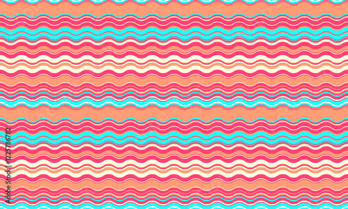 Vibrant wavy stripes in coral, pink, and turquoise create a cheerful, summery pattern ideal for textile designs, website backgrounds, or playful branding.