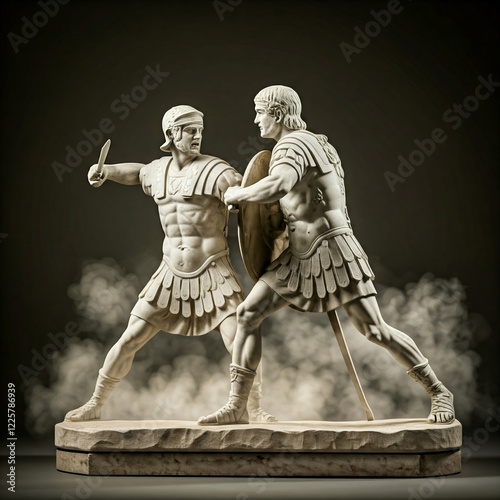  Roman warrior fighting sculpture photo