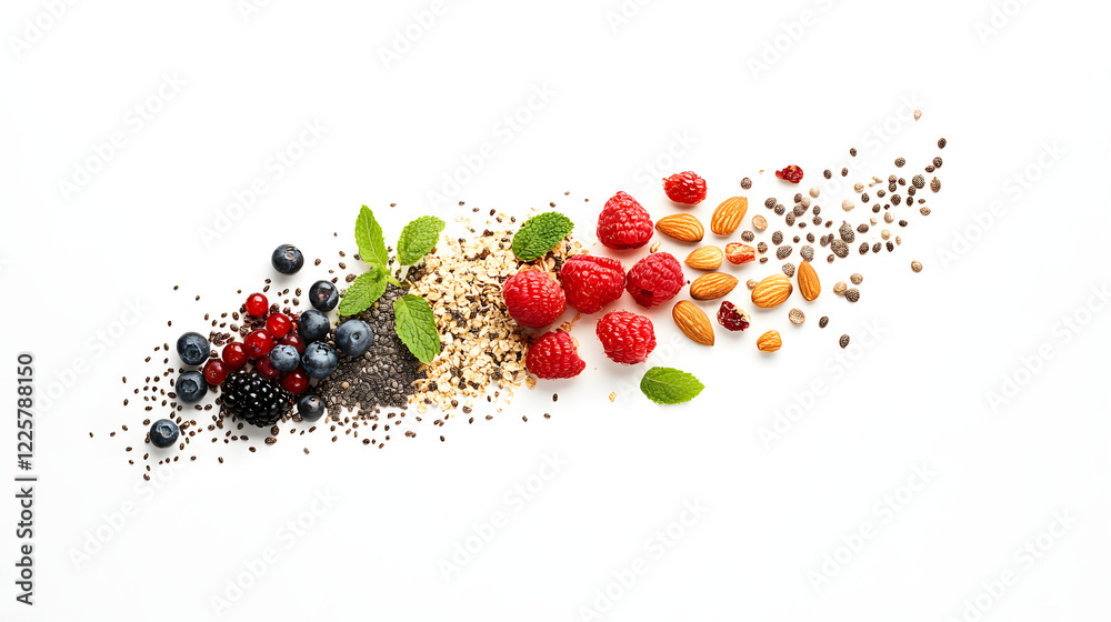 Overhead view of a colorful spread of healthy foods arranged neatly on a table, showcasing a variety of nutritious ingredients, fruits, vegetables, and grains, emphasizing health and wellness.
Overhead view of a colorful spread of healthy foods arranged neatly on a table, showcasing a variety of nutritious ingredients, fruits, vegetables, and grains, emphasizing health and wellness.