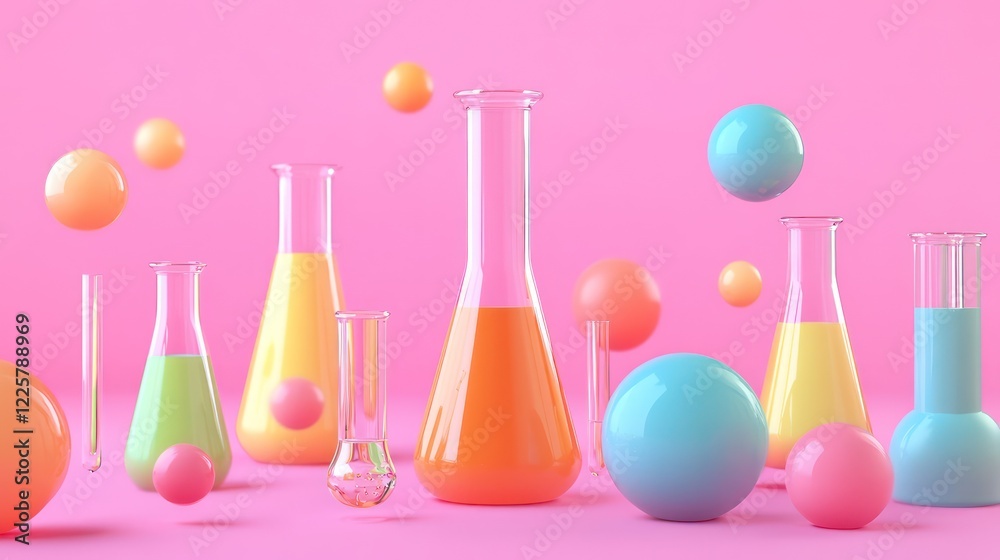 3d Flask Test tube icon. Minimal Cartoon Chemical glasses test tube analysis 3D render 3d Flask Test tube icon. Minimal Cartoon Chemical glasses test tube analysis 3D render