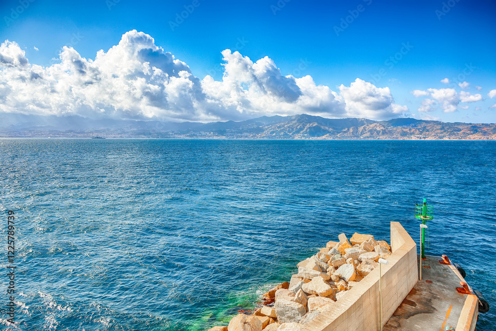 Amazing view on Strait of Messina and Sicily conecting Villa San Giovanni and Messina