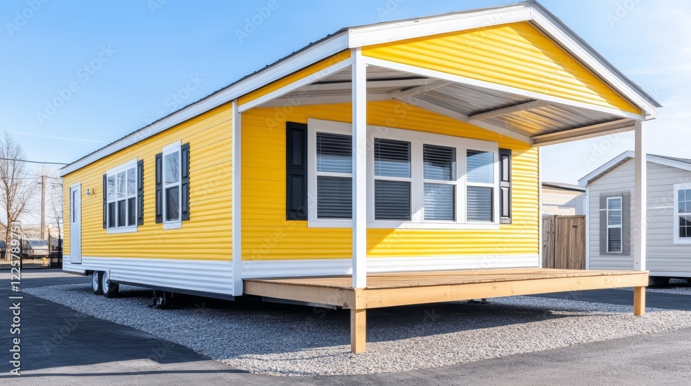 Nice yellow and white mobile home with covered parking Nice yellow and white mobile home with covered parking