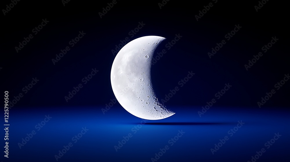 Crescent Moon in Pixel Art Style Against a Dark Blue Background Crescent Moon in Pixel Art Style Against a Dark Blue Background