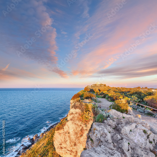 Obraz na płótnie Awesome spring view on the the cape Milazzo panorama of nature reserve. w salonie
