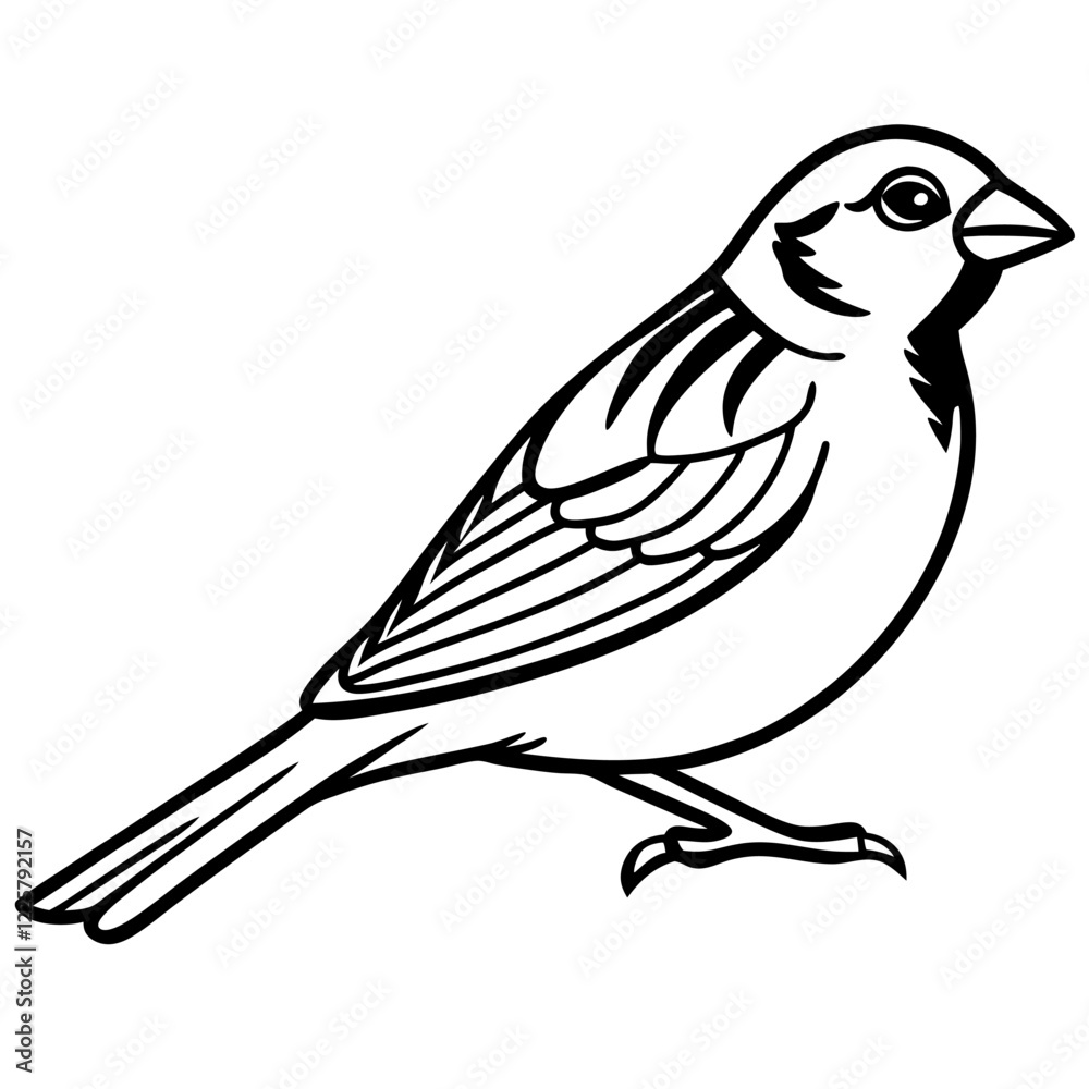 Obraz premium Birds Vector Illustrations with White Background - Cartoons, Clipart, Line Art Designs