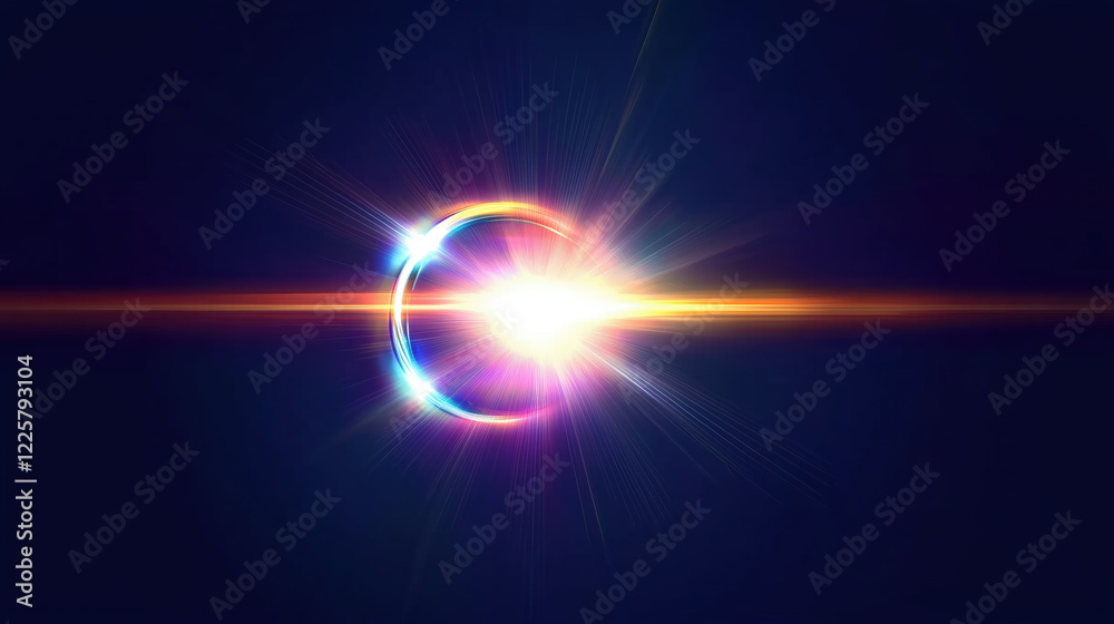Obraz premium Lense flare overlay on black background. The background can be remove with a blending mode like screen.