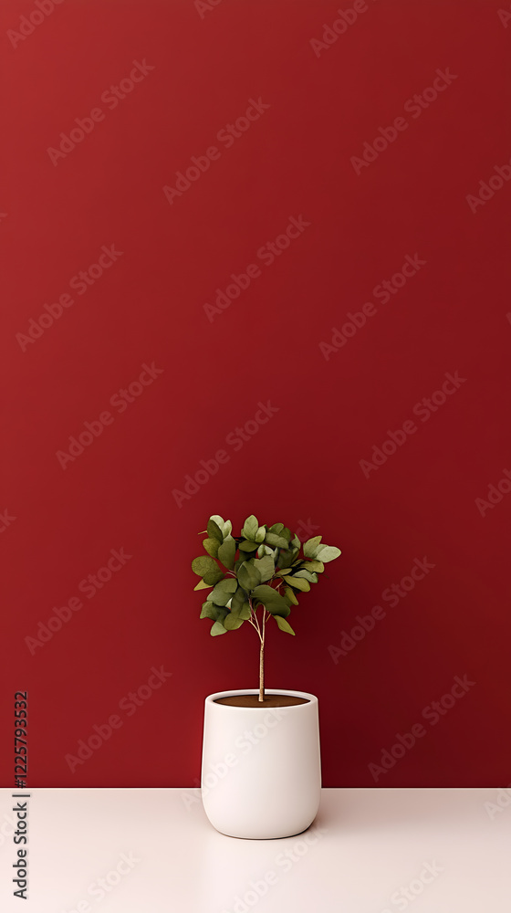 Fototapeta premium Modern interior design featuring a rich blend of cerise red and burgundy tones, creating a bold, elegant, and sophisticated ambiance