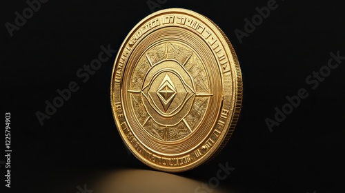 3d Gold coin or bitcoin currency money icon. Bitcoin digital gold coin 3D render