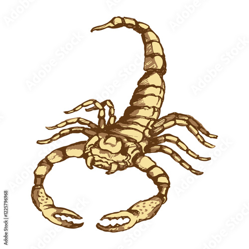 Desert scorpion. Sketch, outline, engraving effect. Vector illustration