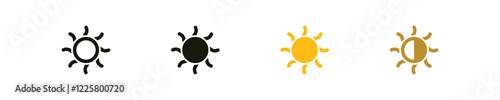 Yellow sun icons vector set. Sunshine icon symbol