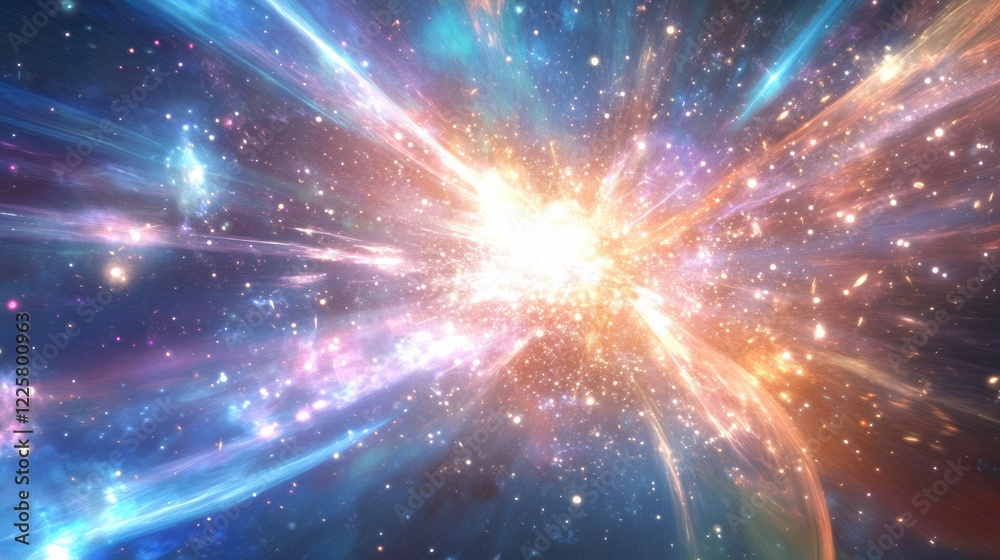 Fototapeta premium A starship surrounded by shimmering energy shields, deflecting cosmic debris