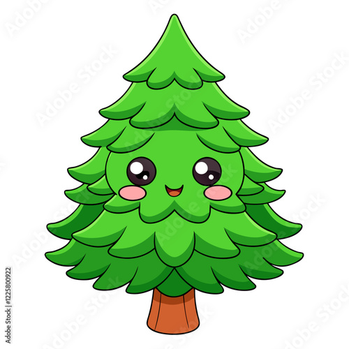 Trees Vector Illustration: Cartoons, Clipart, Line Art on White Background photo