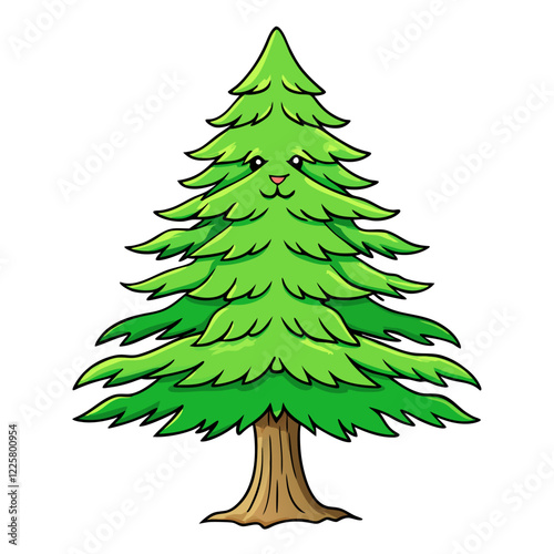 Trees Vector Illustration: Cartoons, Clipart, Line Art on White Background photo