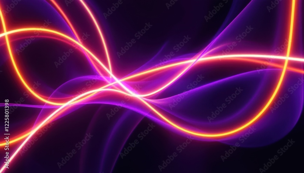 Abstract neon light waves on dark background with vibrant colors Abstract neon light waves on dark background with vibrant colors