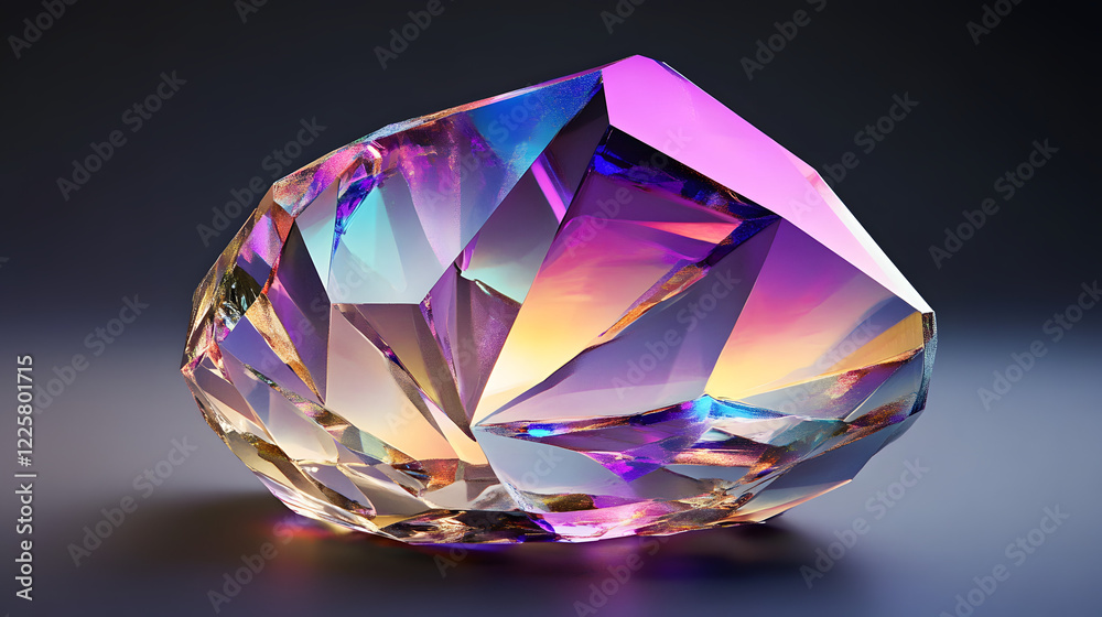 Abstract futuristic geometric crystal background, iridescent texture, faceted gem. 3d rendering.
Abstract futuristic geometric crystal background, iridescent texture, faceted gem. 3d rendering.