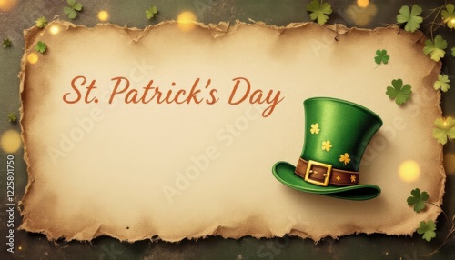 St. patrick's day celebration with green hat and clover theme photo