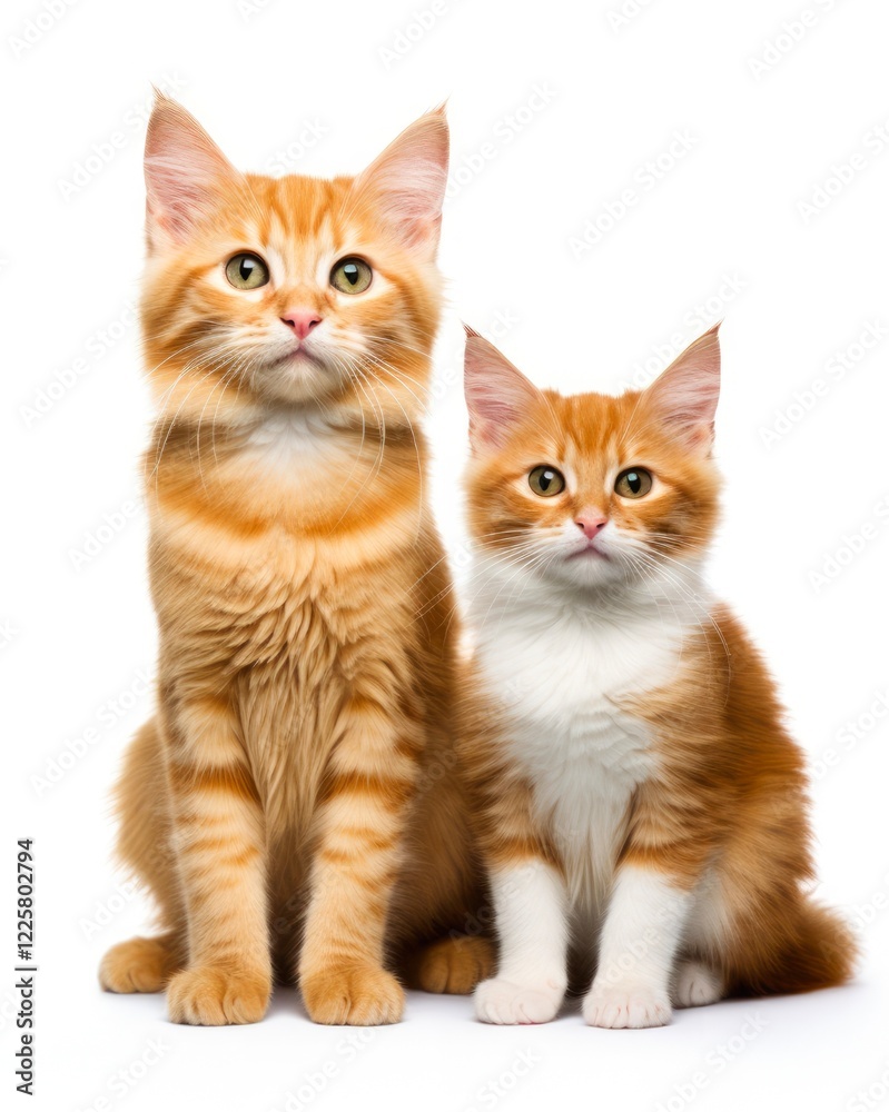 Adorable Cat Isolated On White Background. Beautiful Big Brown Cat with Attentive Look and Striking Colours Adorable Cat Isolated On White Background. Beautiful Big Brown Cat with Attentive Look and Striking Colours