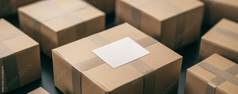 Cardboard boxes with shipping label ready for delivery by the postal service Cardboard boxes with shipping label ready for delivery by the postal service