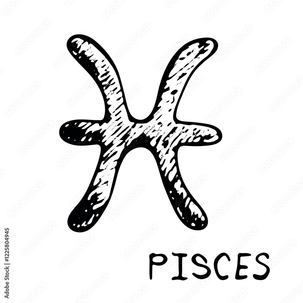 Hand drawn pisces zodiac sign Esoteric symbol doodle Astrology clipart Element for design Hand drawn pisces zodiac sign Esoteric symbol doodle Astrology clipart Element for design