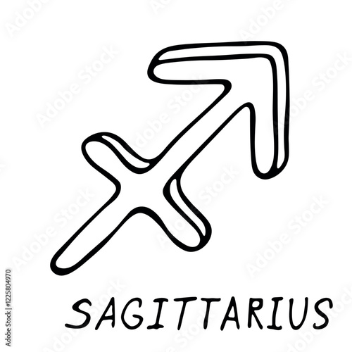 Hand drawn sagittarius zodiac sign Esoteric symbol doodle Astrology clipart Element for design