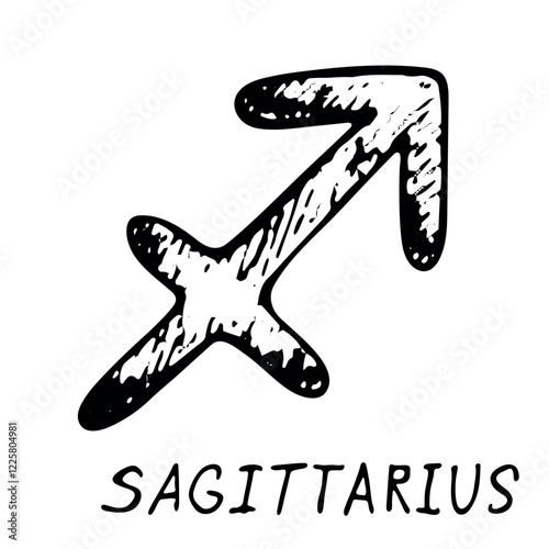 Hand drawn sagittarius zodiac sign Esoteric symbol doodle Astrology clipart Element for design