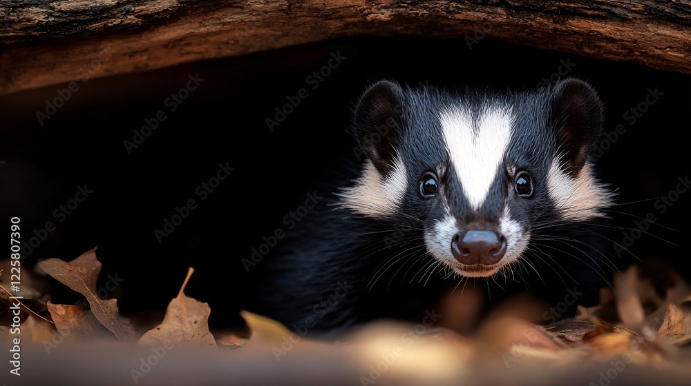 Obraz premium Curious Badger Peering from Burrow