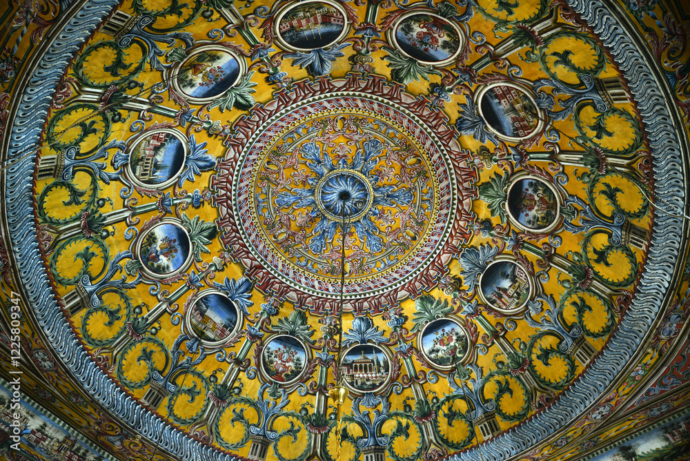 Naklejka premium Alaca Mosque is one of the Ottoman-Turkish works built in Tetova, North Macedonia in 1438. It is notable for its magnificent decorations.
