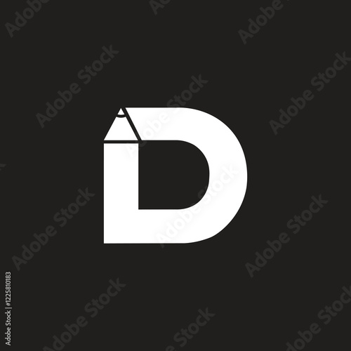 Letter D logo design modern creative with pencil shape, vector art icon template logo design, creating a professional and branding business idea.