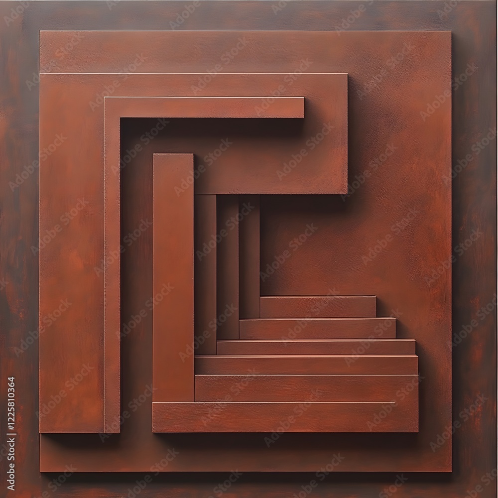 Abstract Rusty Brown Geometric Shapes, Modern Architecture Inspired 3D Design Abstract Rusty Brown Geometric Shapes, Modern Architecture Inspired 3D Design