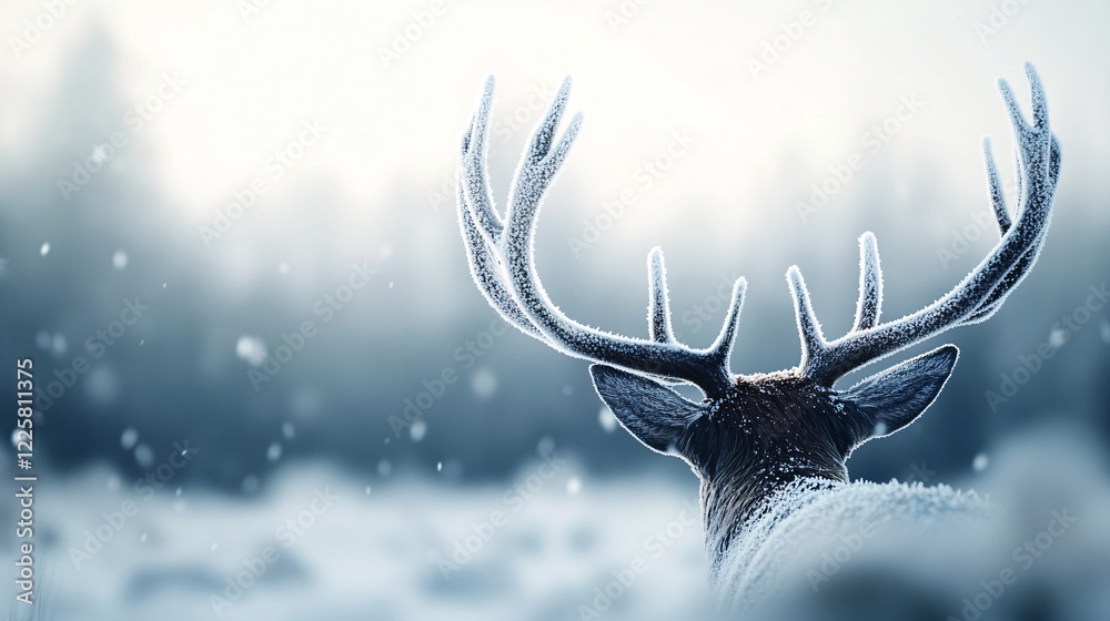Fototapeta premium Snowy Scene with Majestic Deer