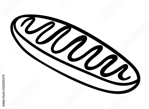 Hand drawn outline eclair on a white background. Vector illustration. Perfect for icon, menu, sticker sign, logo, card, label, poster, banner, coloring