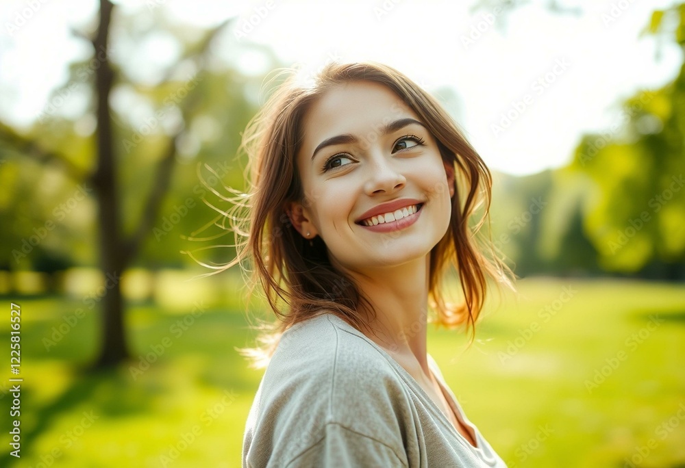 Outdoor portrait of a smiling female with blurred background Outdoor portrait of a smiling female with blurred background