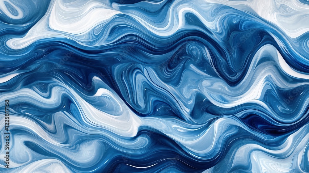 Fototapeta premium An abstract water ripple pattern captures the movement of blue sea waves, ideal for summer or aquatic designs