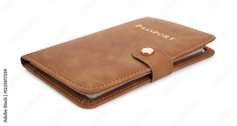 Passport in brown cover isolated on white Passport in brown cover isolated on white