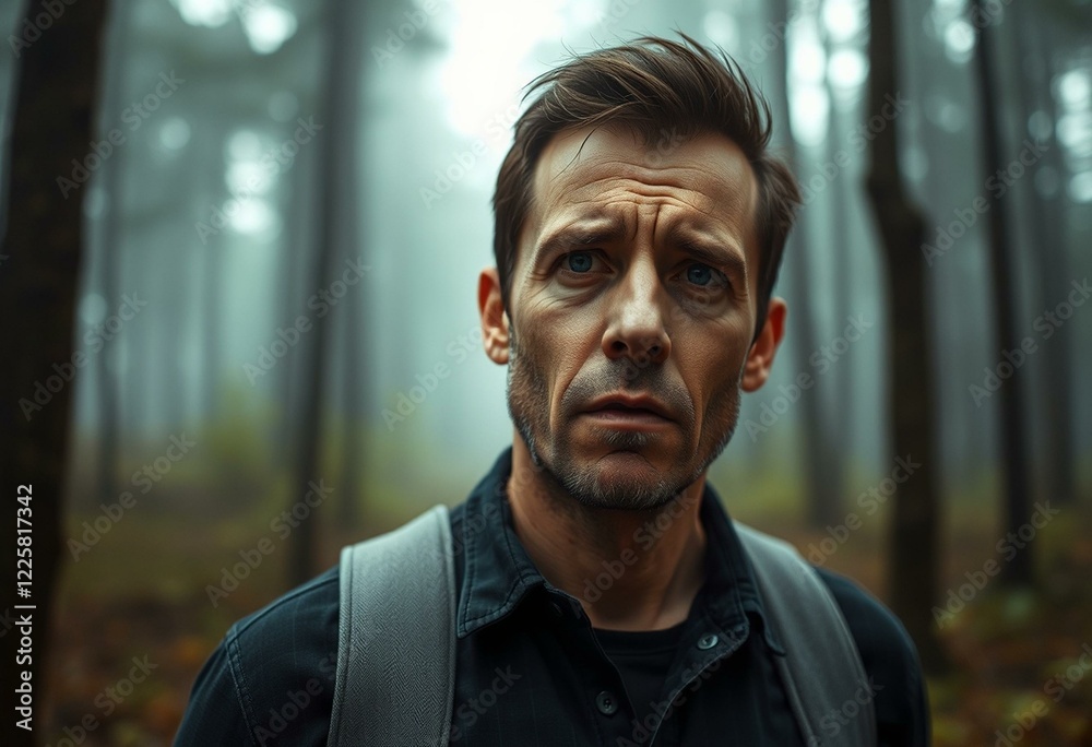 Misty forest portrait of a sad male Misty forest portrait of a sad male
