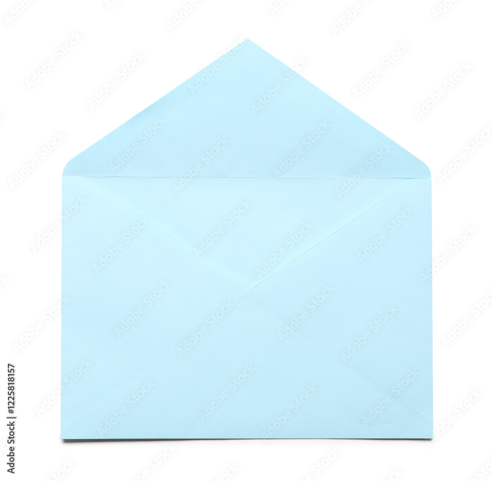 Blue envelope isolated on white, top view. Mockup for design Blue envelope isolated on white, top view. Mockup for design