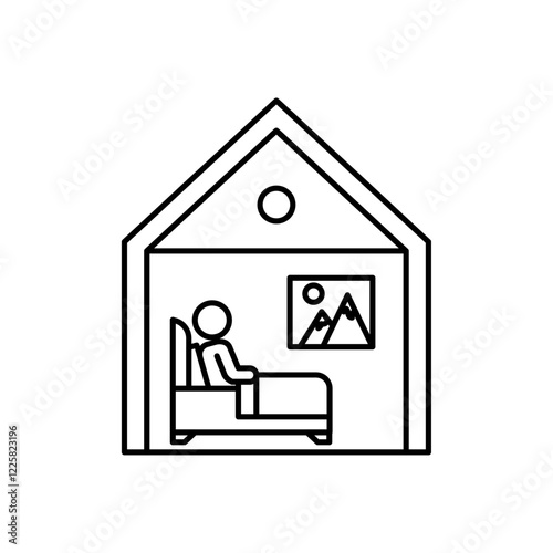 Accommodation icon outline set sign
