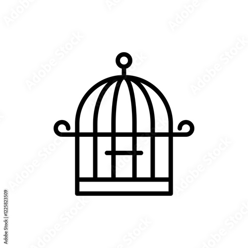 Bird cage icon outline set sign