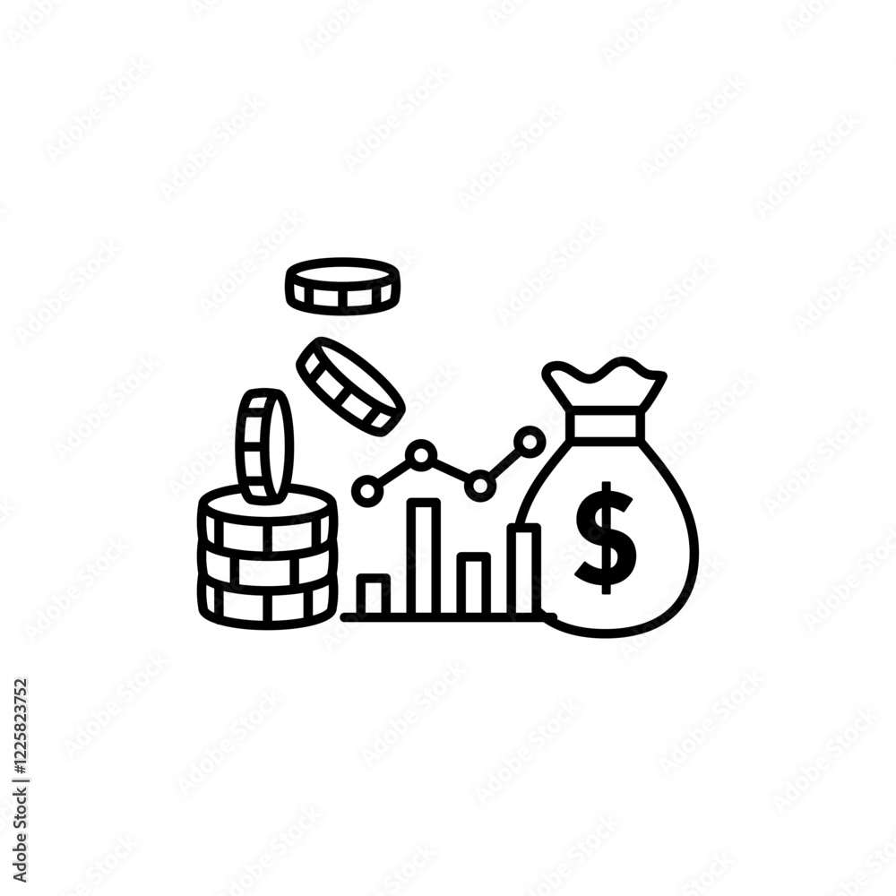 Business and finances icon outline set sign Business and finances icon outline set sign