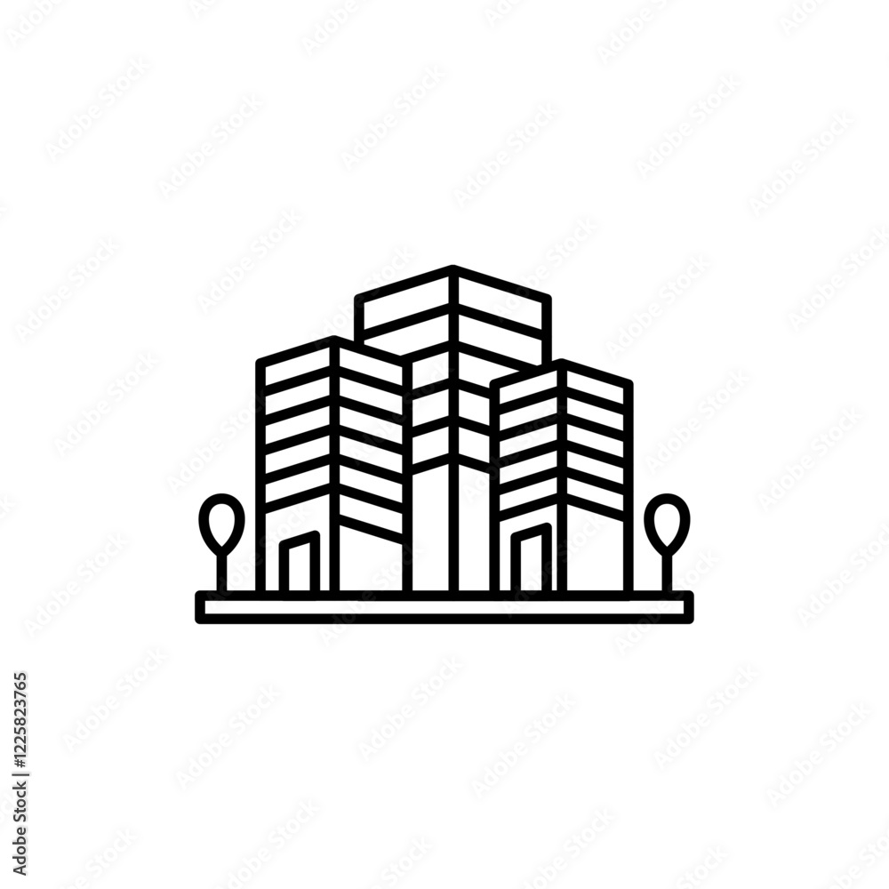 Fototapeta premium Building icon outline set sign